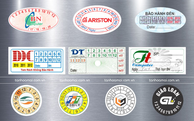 Các loại tem dùng để bảo hành sản phẩm