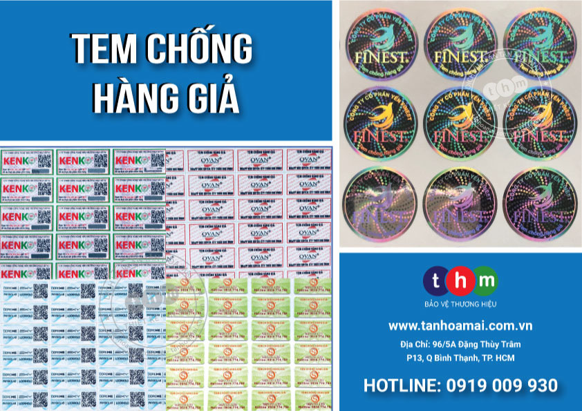 các mẫu tem chống giả của mỹ phẩm được in tại THM
