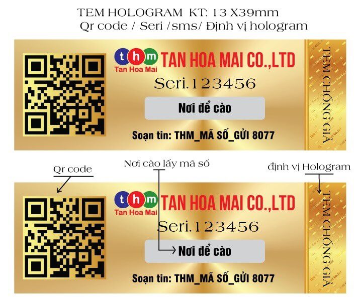 tem hologram điện tử sms in số serial