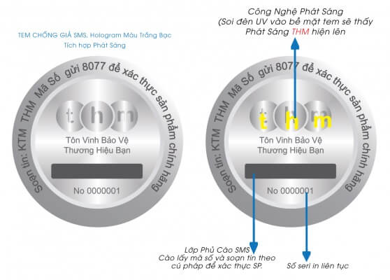 tem chống hàng giả kết hợp phát sáng điện tử sms tân hoa mai
