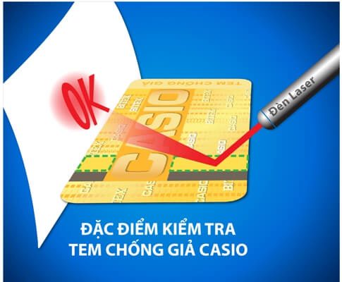 nhận biết máy tính casio chính hãng bằng đèn laser