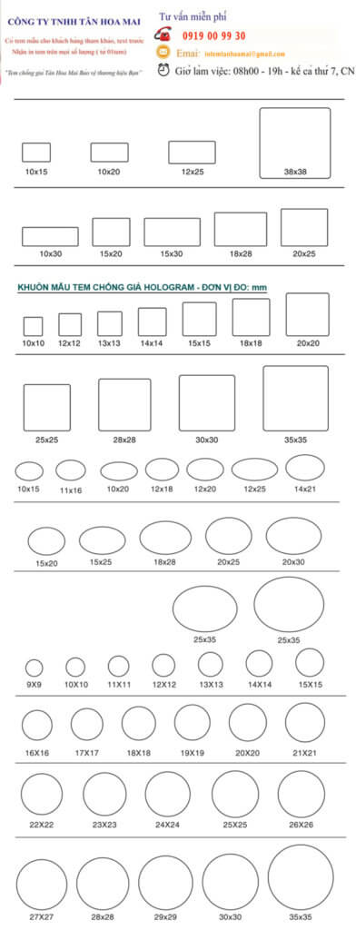 kích thước tem chống hàng giả tân hoa mai