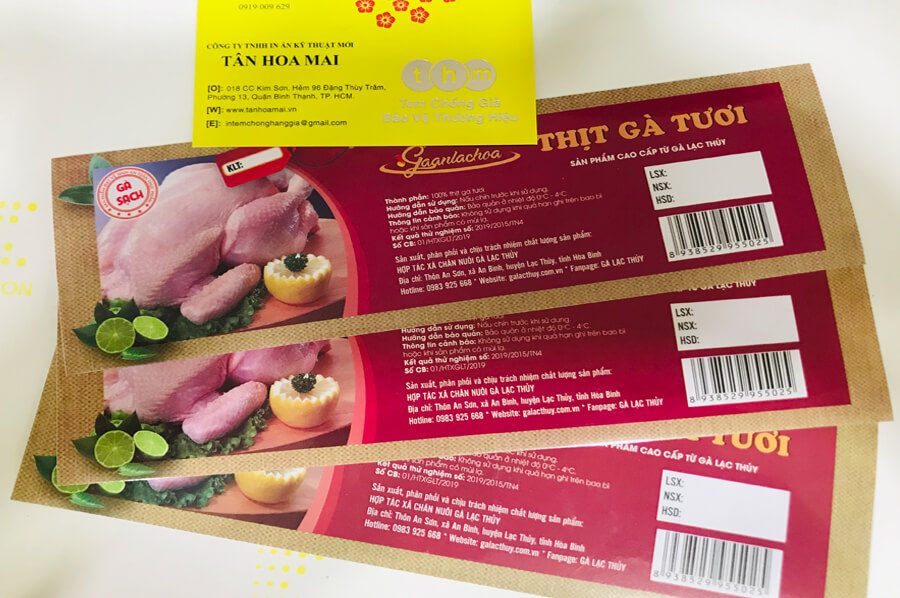 nhãn bao bì thịt gà tươi