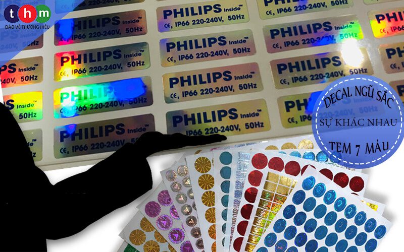 tem decal ngũ sắc, tem 7 màu