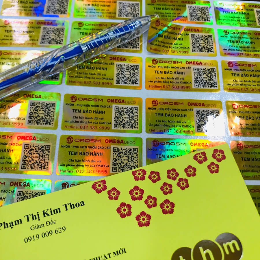 in tem bảo hành hologram 7 màu