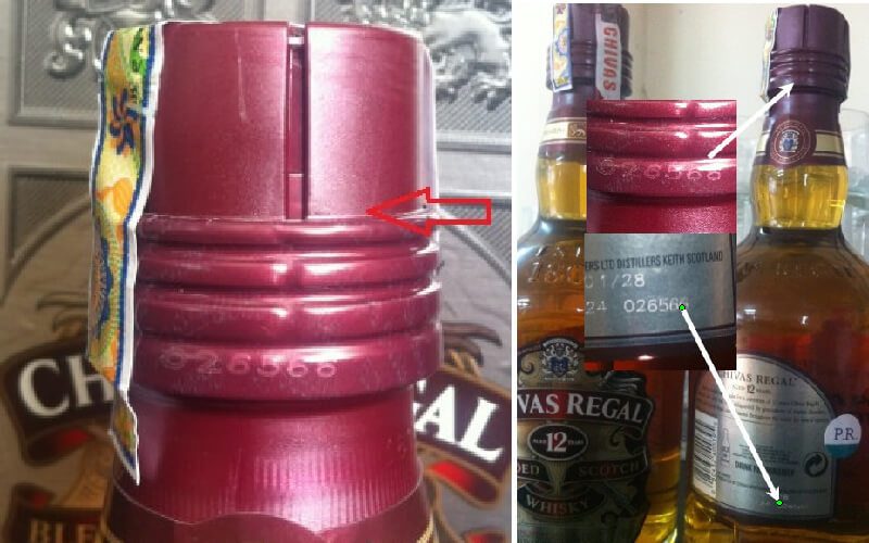 nhận biết rượu chivas qua guarantee bọc ngoài nắp chai