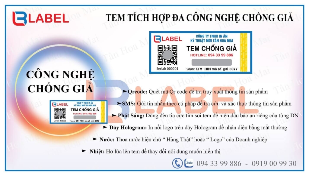 tem chống giả qrcode, sms, holoram, seri, phát sáng, 