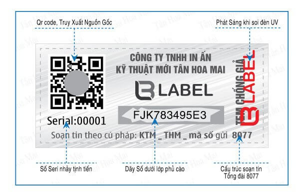 tem Qrcode 4.0 tích hợp công nghệ xác thực điện tử SMS, Hologram, Phát sáng