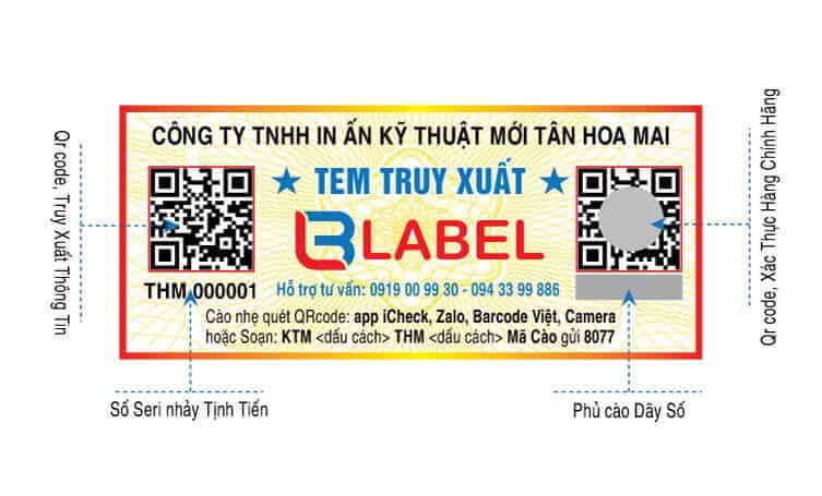Tem truy xuất nguồn gốc chống giả xác thực hàng chính hãng in số serial quản lý hàng hóa