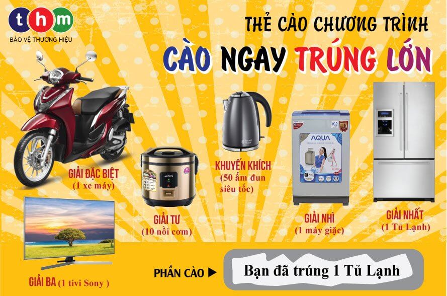 thẻ phủ bạc dùng để cào trúng thưởng