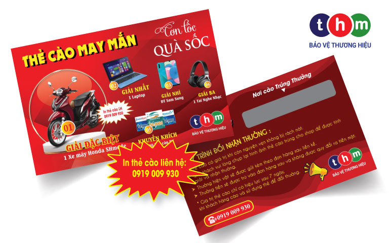 in thẻ cào trúng thưởng tân hoa mai