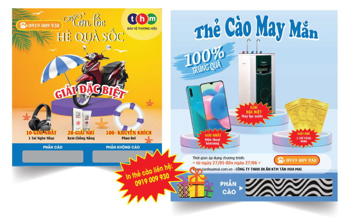 in thẻ cào trúng thưởng tân hoa mai