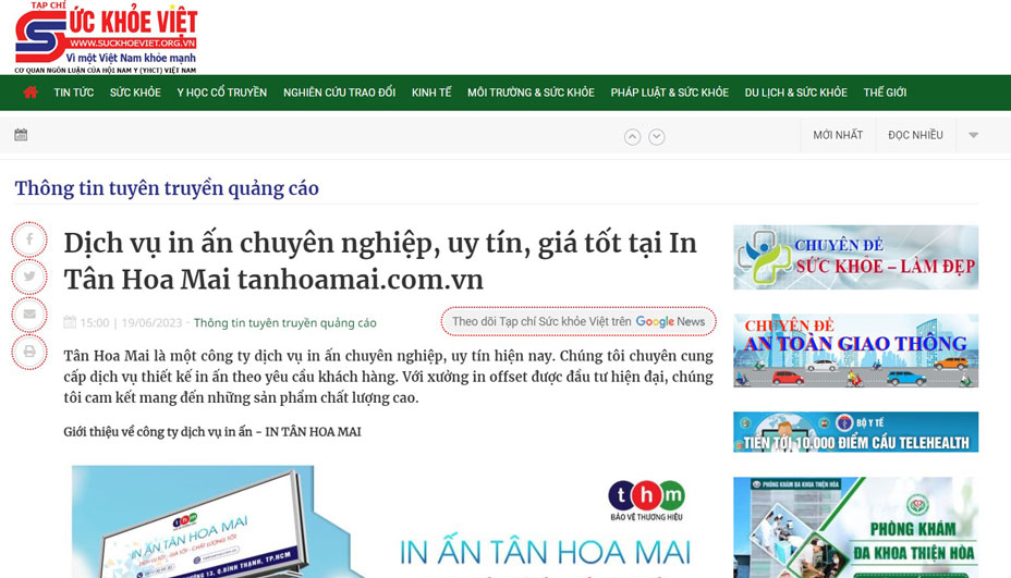 báo sức khỏe việt dịch vụ in ấn giá rẻ tân hoa mai