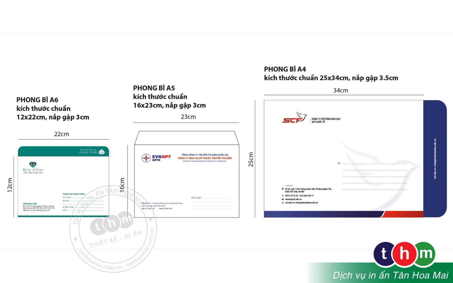 In bao thư A4, Bao thư công ty, Bao thư trắng theo yêu cầu Tân Hoa Mai