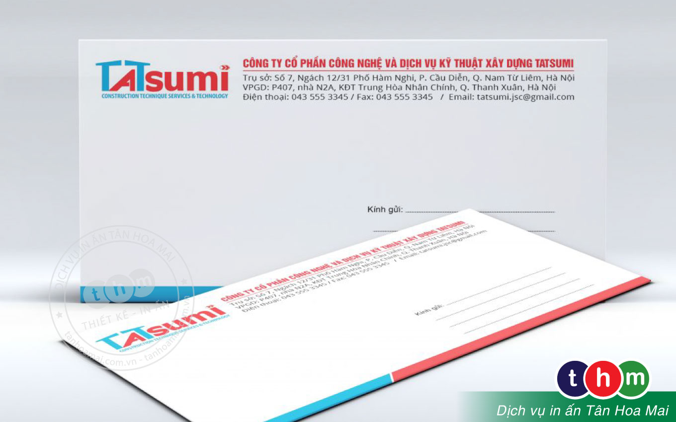 In bao thư A4, Bao thư công ty, Bao thư trắng theo yêu cầu Tân Hoa Mai
