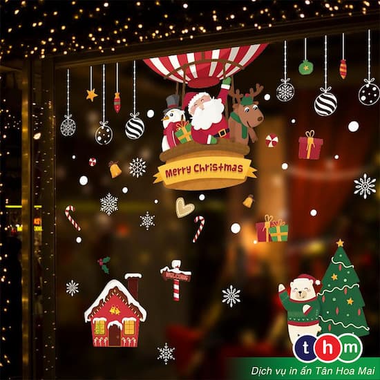 trang trí mùa noen bằng decal dán