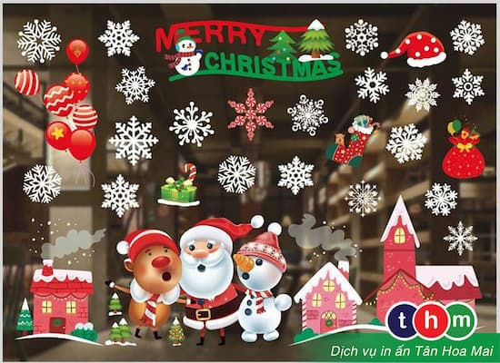 trang trí không gian bằng decal mùa giáng sinh
