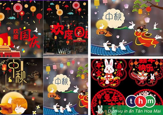 decal dán trang trí tết trung thu đẹp