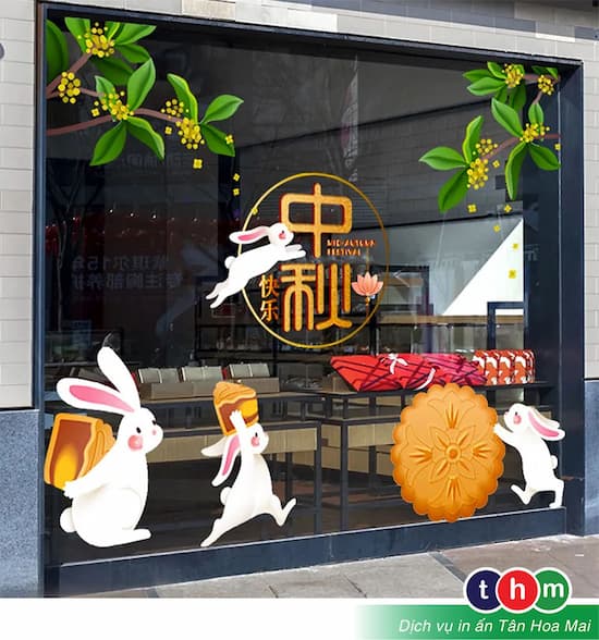 trang tri tet trung thu bang decal dan