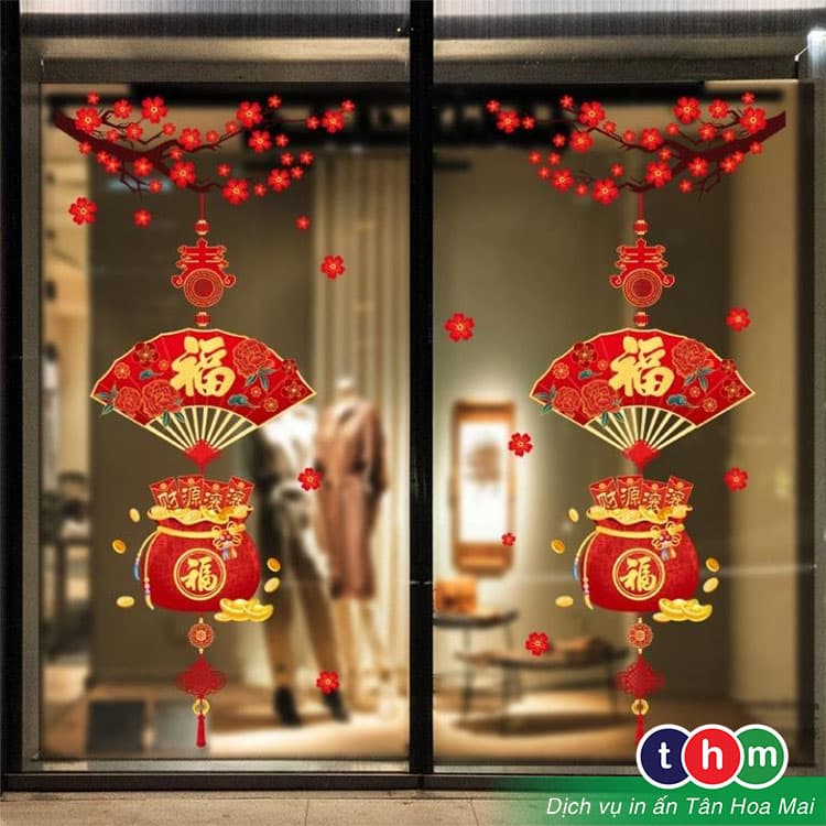 trang trí tết bằng decal