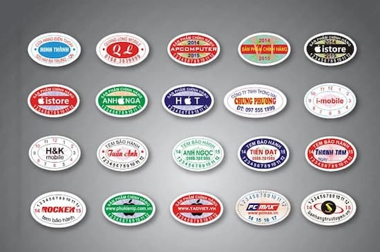hình mẫu của tem dán sản phẩm bảo hành